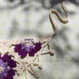 Mor Çiçekli Bandana