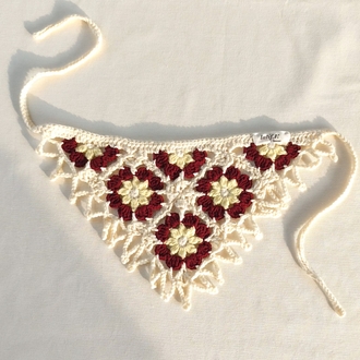 Bordo Çiçekli Bandana