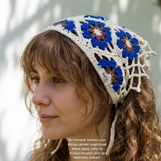 Bordo Çiçekli Bandana
