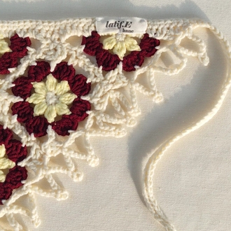 Bordo Çiçekli Bandana