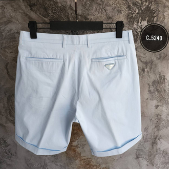 PRADA Premium Cotton Gabardine Şort | Arka Kapaklı Cep & Triangle Logo Detay.