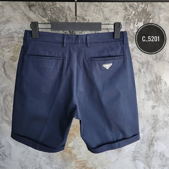 PRADA Premium Cotton Gabardine Şort | Arka Kapaklı Cep & Triangle Logo Detay.