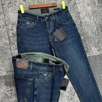 Prada Washed Denim Luxury Jean | Metal Triangle Logo & Arka Bel Signature Patch