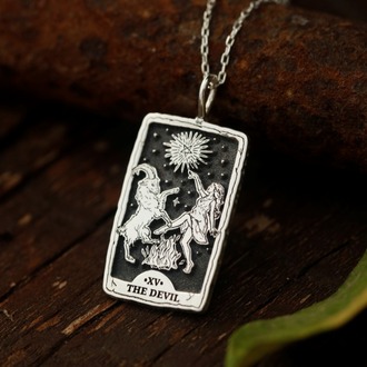 925K Gümüş The Devil Tarot Kolye