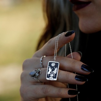 925K Gümüş The Devil Tarot Kolye
