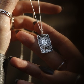 925K Gümüş The Sun Tarot Kolye