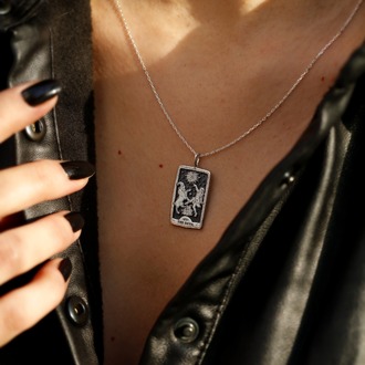 925K Gümüş The Devil Tarot Kolye