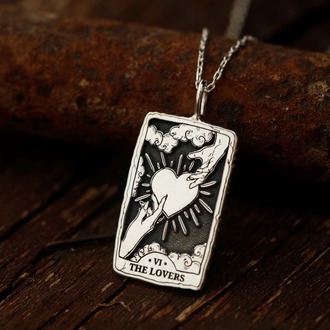 925K Gümüş The Lovers Tarot Kolye