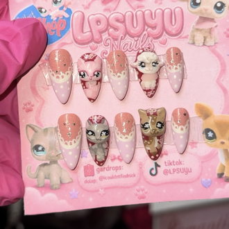 LPS Miniş Tasarımlı 3D Press-On Tırnak Seti ♡