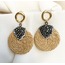 Hasır üzeri zirkon sıvama taş Sarı Küpe / Earring