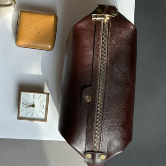 Longian El Yapımı Deri Clutch - Koyu Kahve
