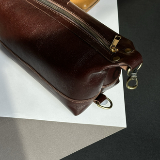 Longian El Yapımı Deri Clutch - Koyu Kahve