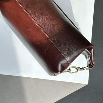 Longian El Yapımı Deri Clutch - Koyu Kahve