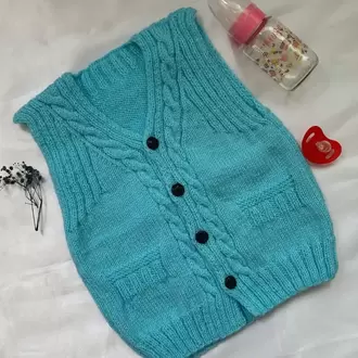 Özel Tasarım Tamamen El Örgüsü Bebek Yeleği