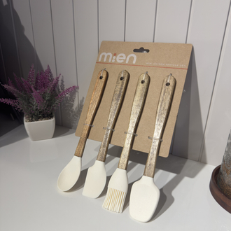 Akasya Saplı Mini Silikon Spatula Seti