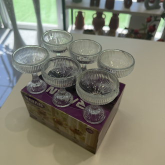 6’lı Ayaklı Cam Lokumluk Seti 100 ml