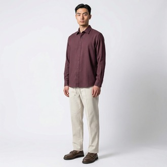 Modal Kumaş Bordo Oversize Gömlek