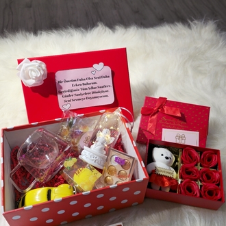 LOVE Temalı Premium Hediye Kutusu & Çift Cidarlı Bardak / Özel Hediye Seti