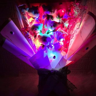 Led ışıklı rengarenk Lüx ayıcık buketi