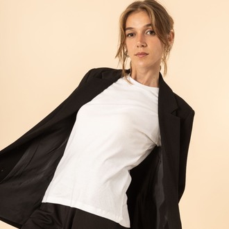%100 Pamuk Bisiklet Yaka Kadın Basic T-Shirt - Beyaz