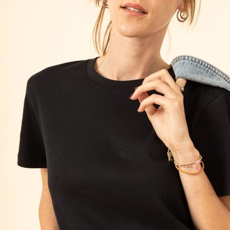 %100 Pamuk Bisiklet Yaka Kadın Basic T-Shirt -Siyah
