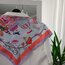 Lente Aksesuar Kadın Çok Renkli Sanatsal Çizgili Premium Kalite İpek Saten Fular 55x55cm