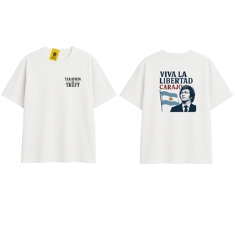 'JAVIER MILEI' | Oversize Beyaz Tişört