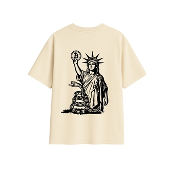 'STATUE OF LIBERTY' | Oversize Krem Rengi Tişört