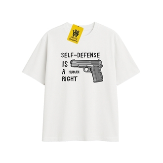 'SELF-DEFENSE MODE' | Oversize Beyaz Tişört