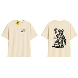 'STATUE OF LIBERTY' | Oversize Krem Rengi Tişört