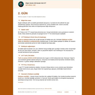 BİLGİN GÜREK DERECE YAPTIRTACAK 85 GÜN AYT EA PROGRAM + REHBERLİK / DİJİTAL KİTAP