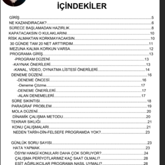 BİLGİN GÜREK DERECE YAPTIRTACAK 85 GÜN AYT EA PROGRAM + REHBERLİK / DİJİTAL KİTAP