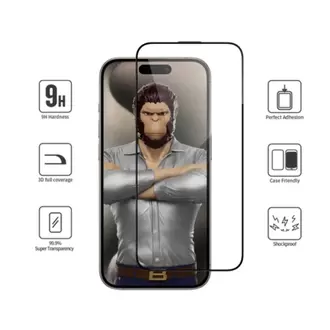 Blueo Full Glue iPhone 16 Pro Uyumlu Uygulama Aparatlı Kavisli ince Tam Kaplayan Cam Ekran