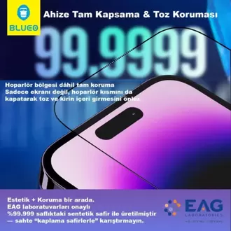 Blueo Sapphire 16 Pro Max Uygulama Aparatlı 9 MOhs %99.99 Orijinal Safir Ekran Koruyucu