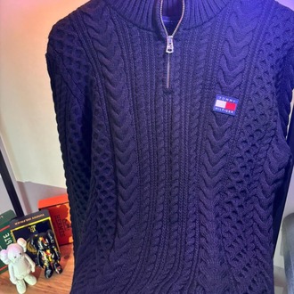 TOMMY HİLFİGER Fermuarlı Triko Kazak Premium