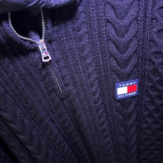 TOMMY HİLFİGER Fermuarlı Triko Kazak Premium