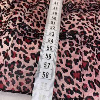 Kemerli Pembe leopar midi etek