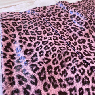 DERİ kroko pembe leopar kısa etek