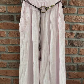 İtalyan bol paça keten pantolon (pembe)