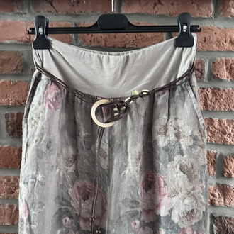 İtalyan bol paça keten pantolon (vizon)