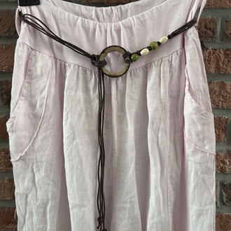 İtalyan bol paça keten pantolon (pembe)