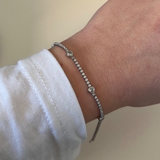 Kalpli Zirkon Taşlı Silver Bileklik