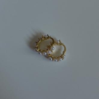 İnci Detaylı Gold Küpe