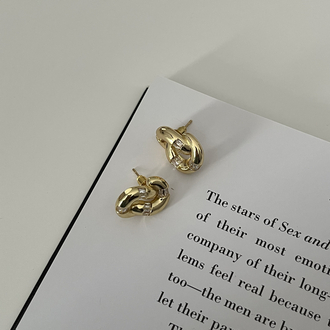 Taş Detaylı Gold Burgu Küpe