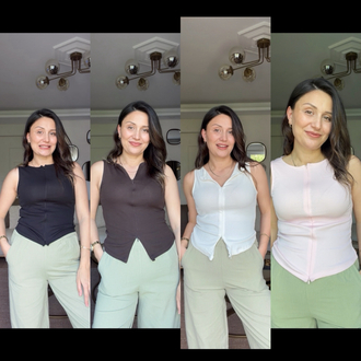 Çift fermuar basic bluz
