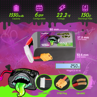 Ovonic Rebel 2.0 6S Lipo Battery 1550mAh 6S1P 150C