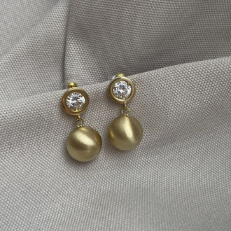 Kristal Detaylı Küpe - Gold