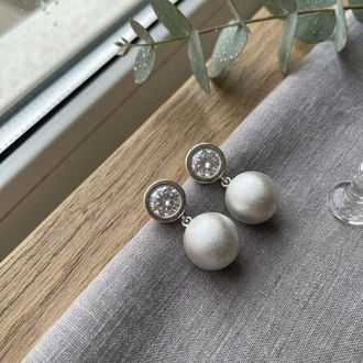 Kristal Detaylı Küpe - Gümüş