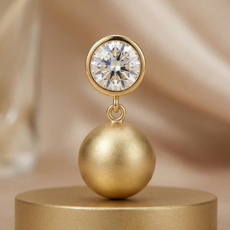 Kristal Detaylı Küpe - Gold