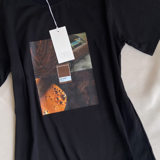 Minimal Baskılı Premium Tişört - Siyah